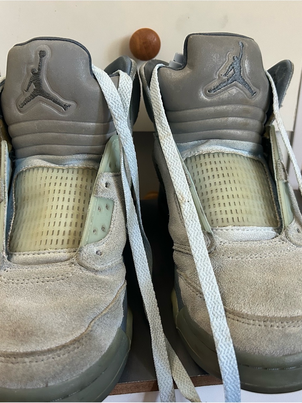 Jordan Grey Suede Retro Sneakers with Light Accents